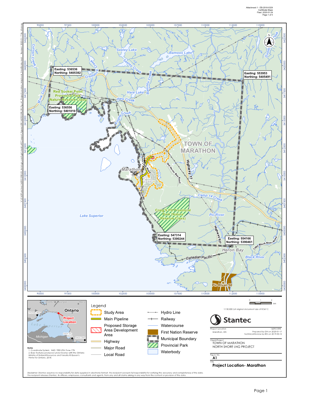 TOWN of MARATHON Provincial Park Notes NORTH SHORE LNG PROJECT ! 1