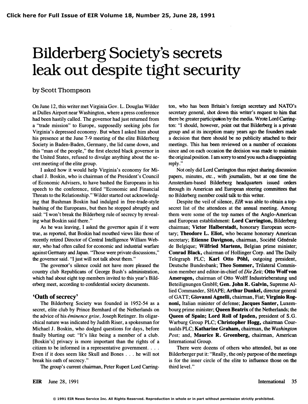 Bilderberg Society's Secrets Leak out Despite Tight Security