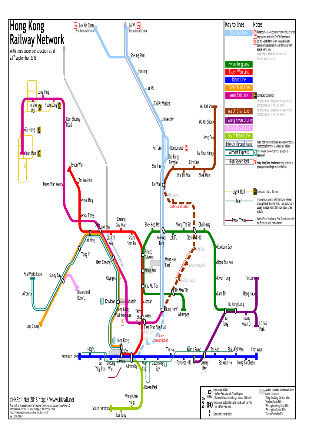 Hong Kong Railway Network 2018.09-E-F