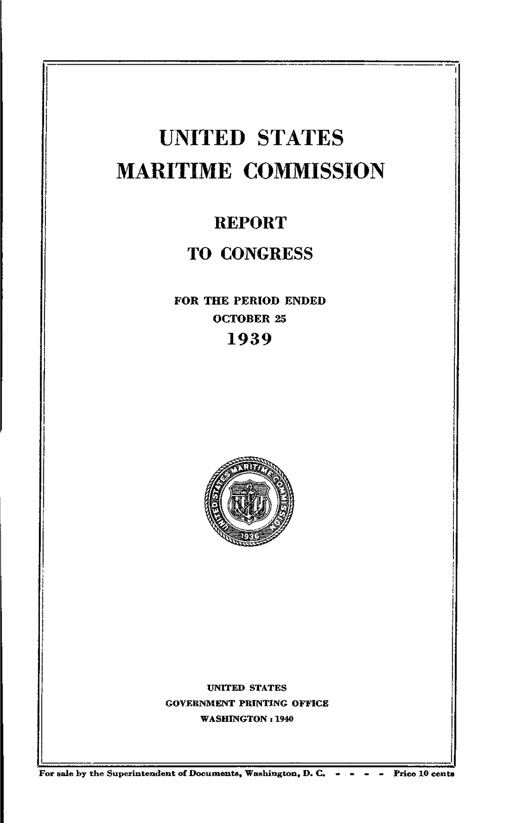 Annual Report for Fiscal Year 1939