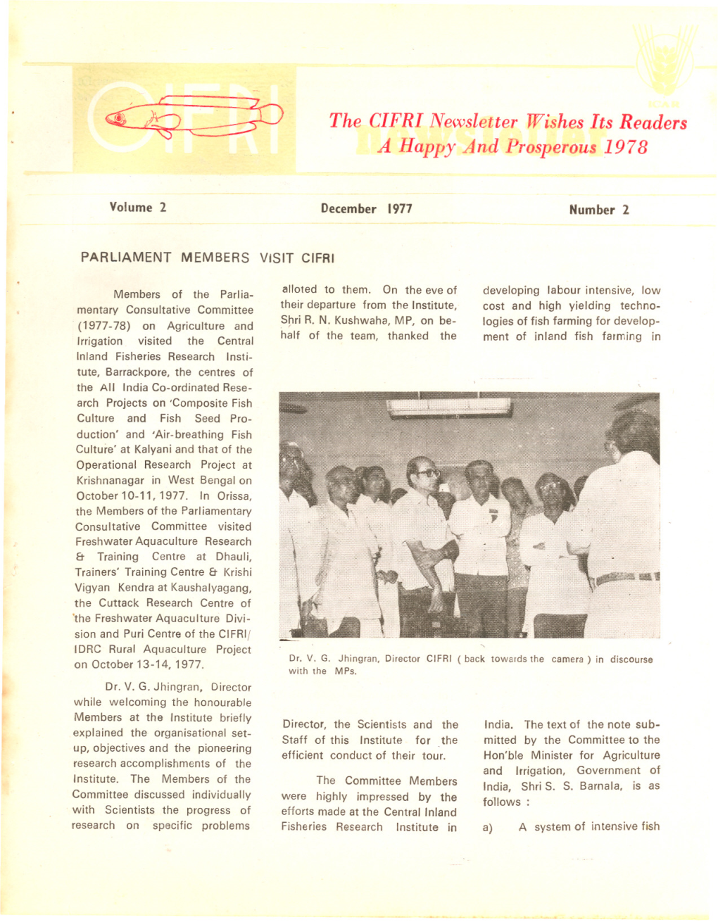 The CIFRI Newsletter Wishes Its Readers a Happy and Prosperous 1978