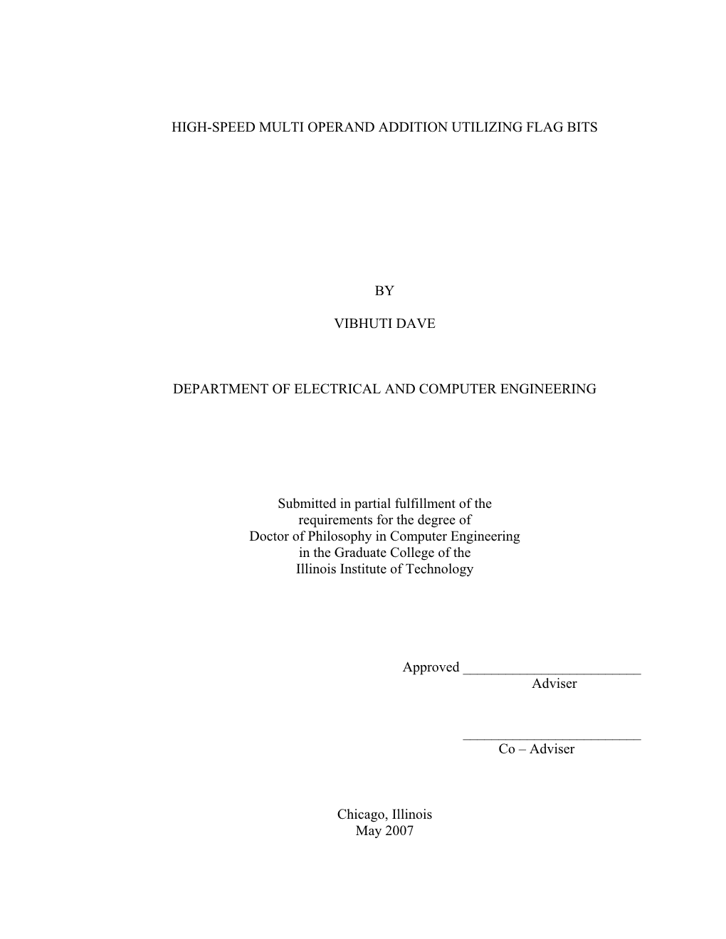 High-Speed Multi Operand Addition Utilizing Flag Bits