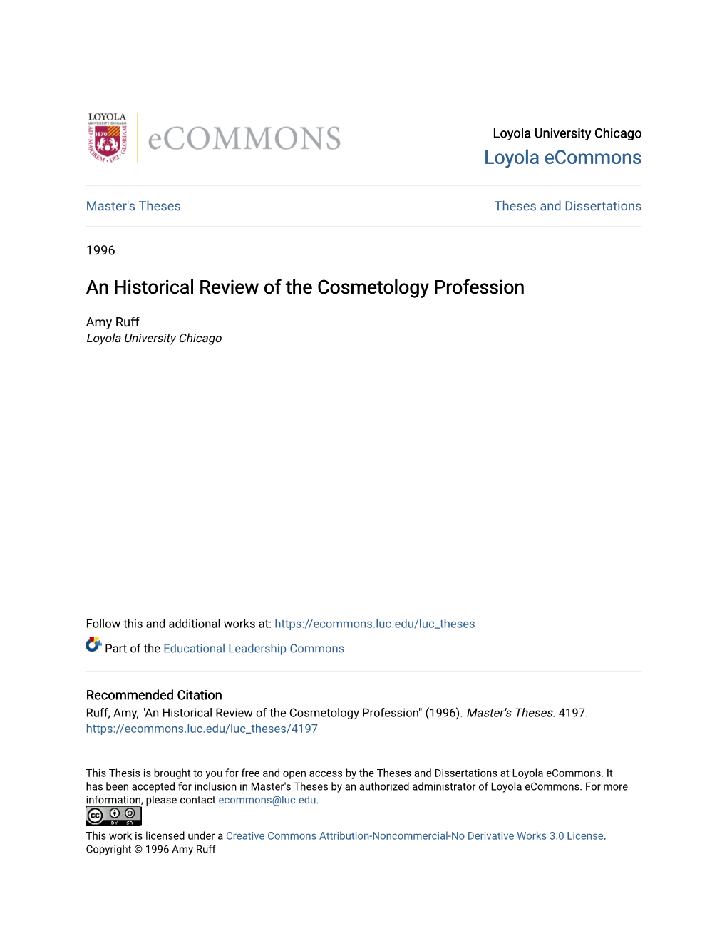 An Historical Review of the Cosmetology Profession