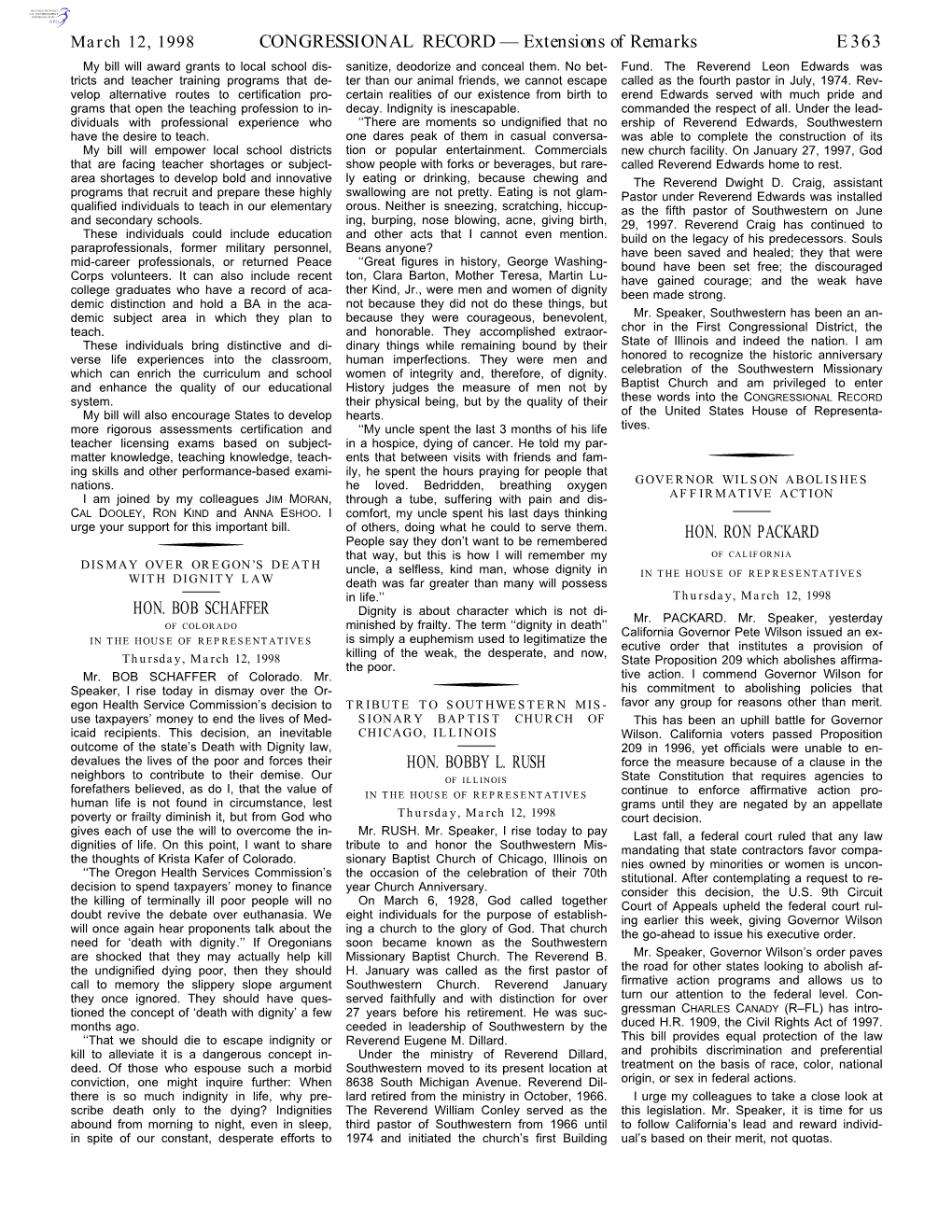 CONGRESSIONAL RECORD— Extensions of Remarks E363 HON