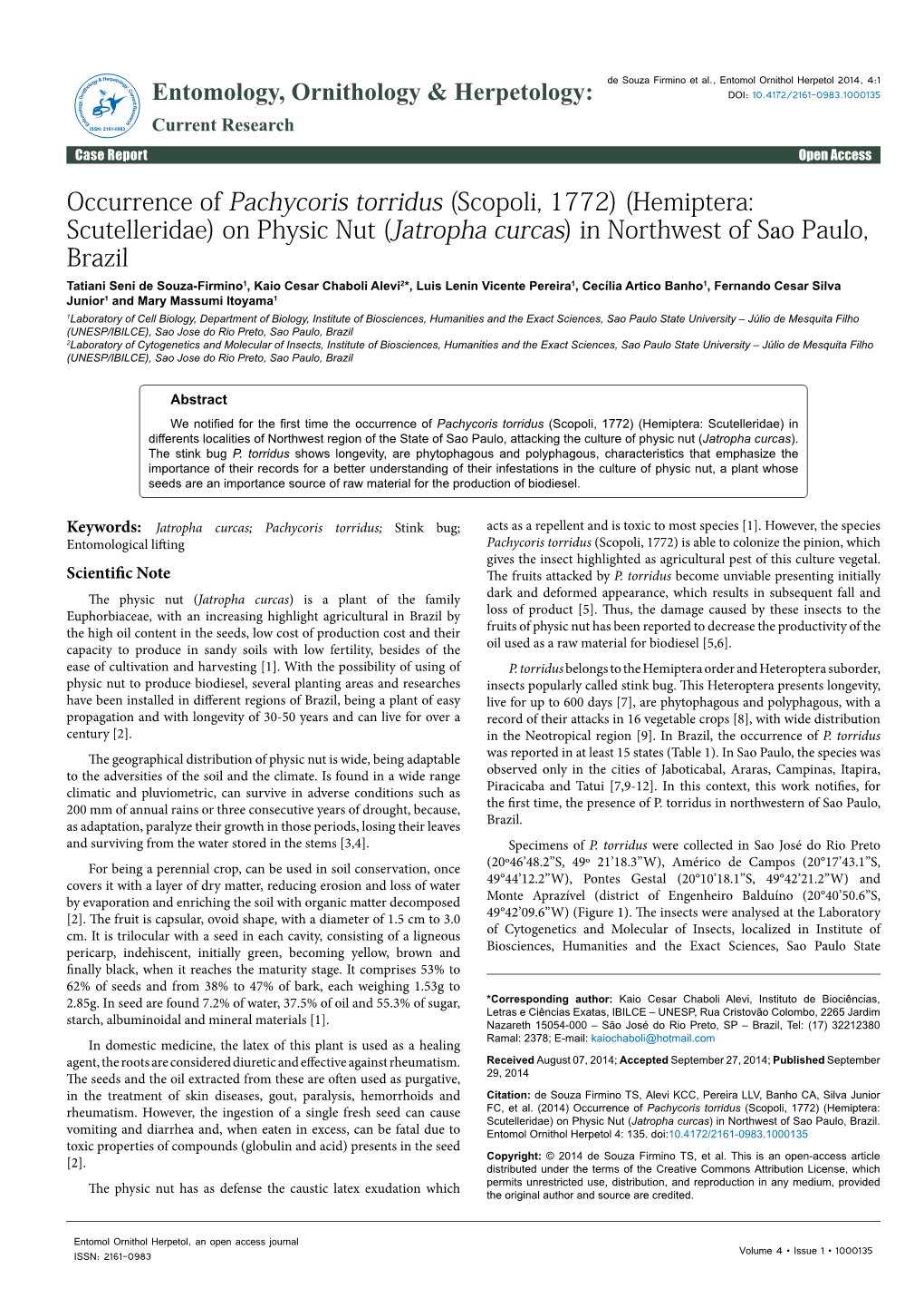 Occurrence of Pachycoris Torridus (Scopoli, 1772) (Hemiptera