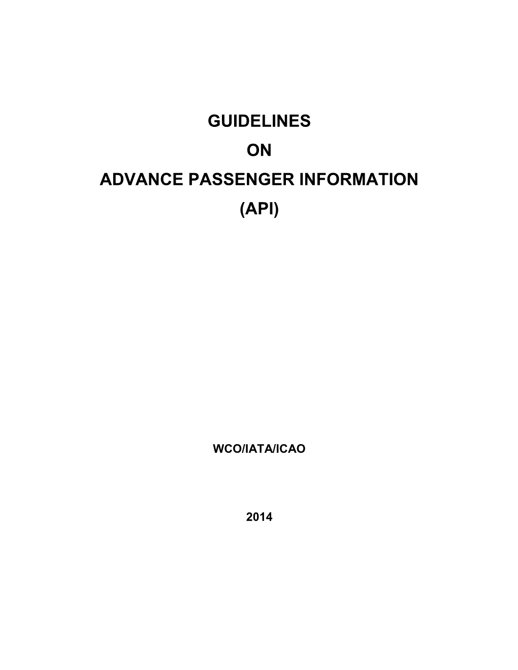 Guidelines on Advance Passenger Information (Api)