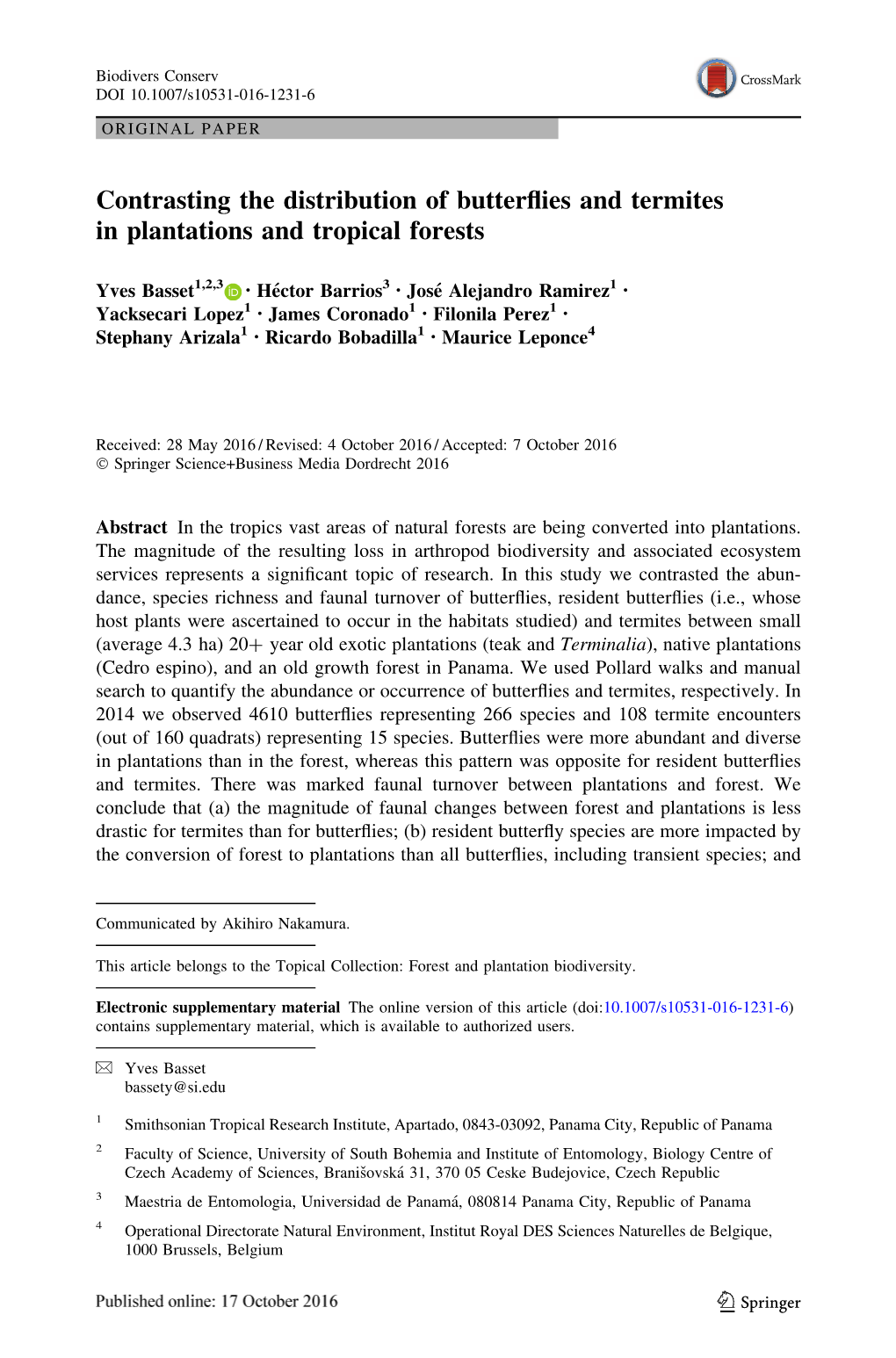 Contrasting the Distribution of Butterflies and Termites In