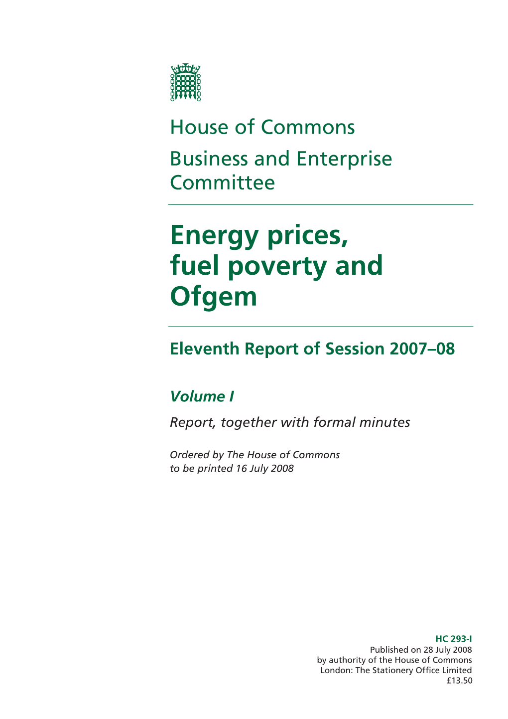 Energy Prices, Fuel Poverty and Ofgem