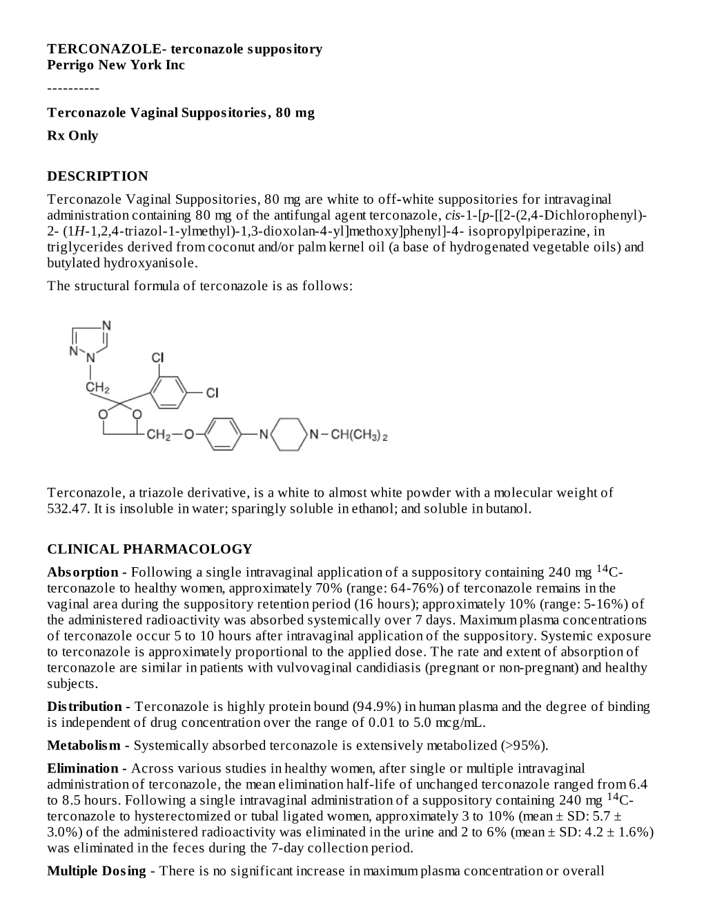 Terconazole Vaginal Suppositories, 80 Mg Rx Only