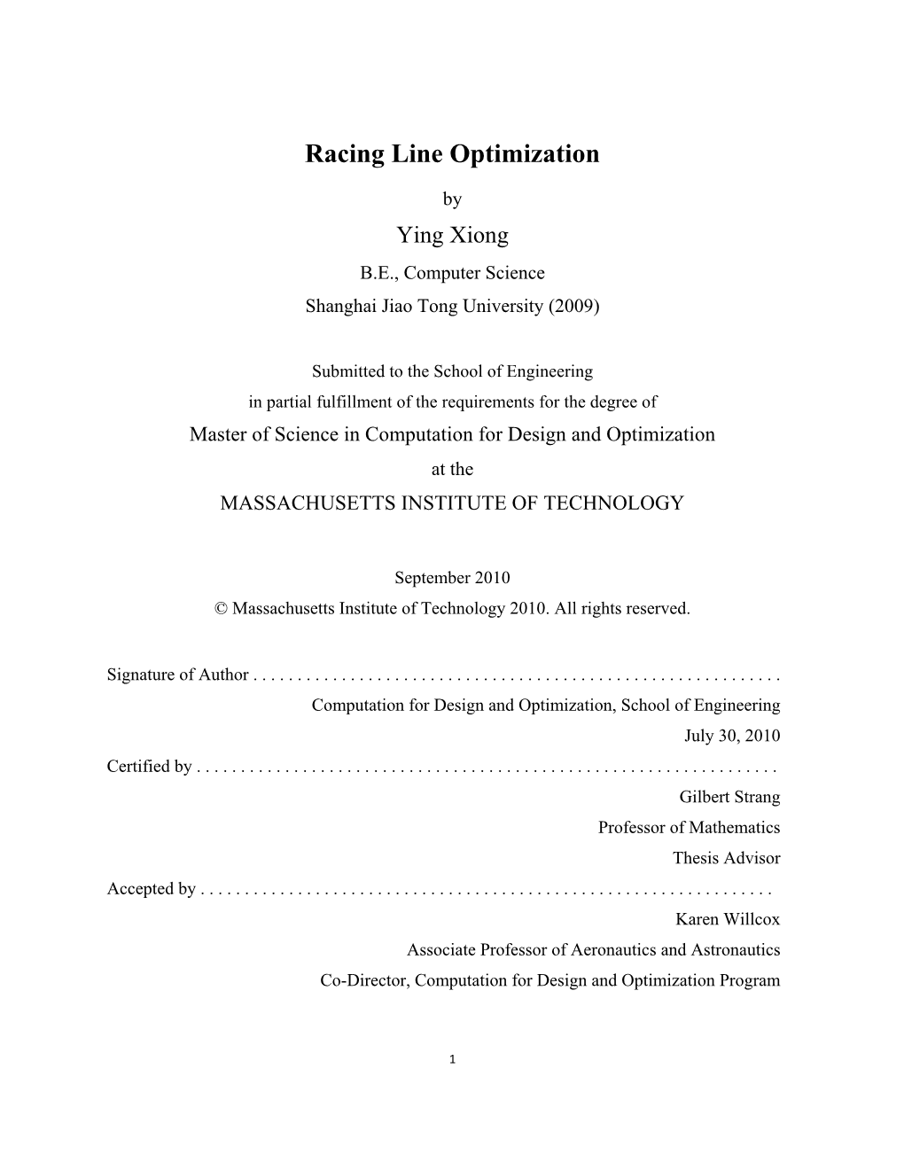 Racing Line Optimization