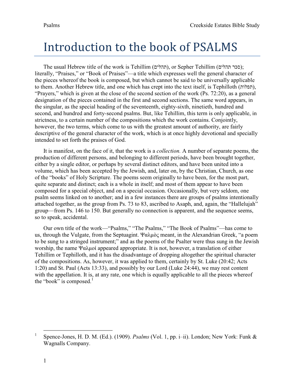 Introduction to the Book of PSALMS