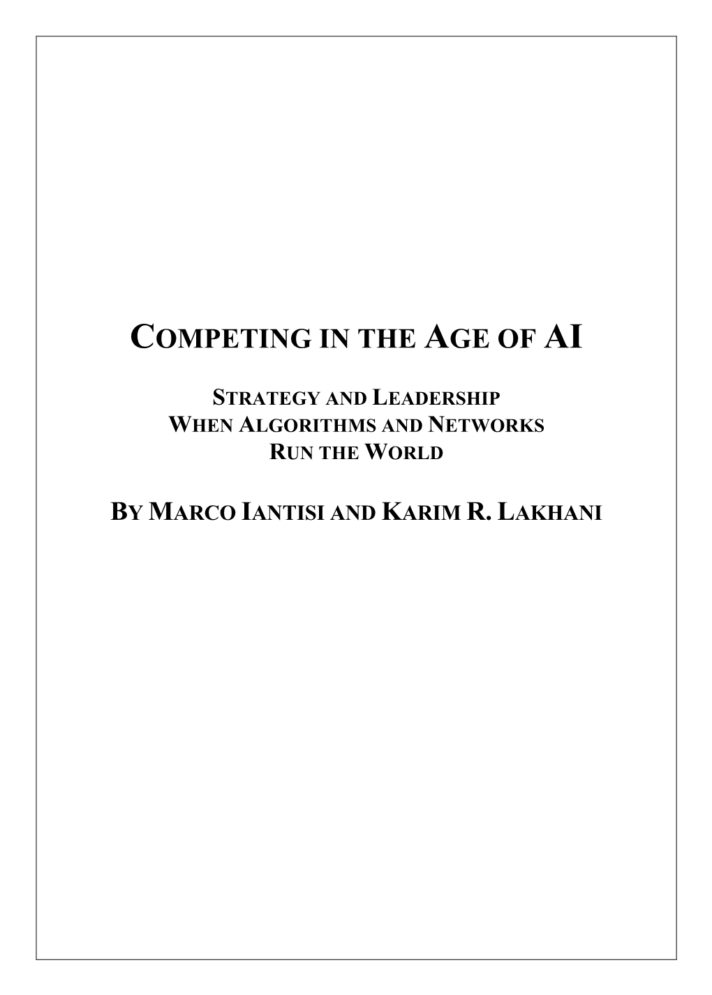 Competing in the Age of Ai