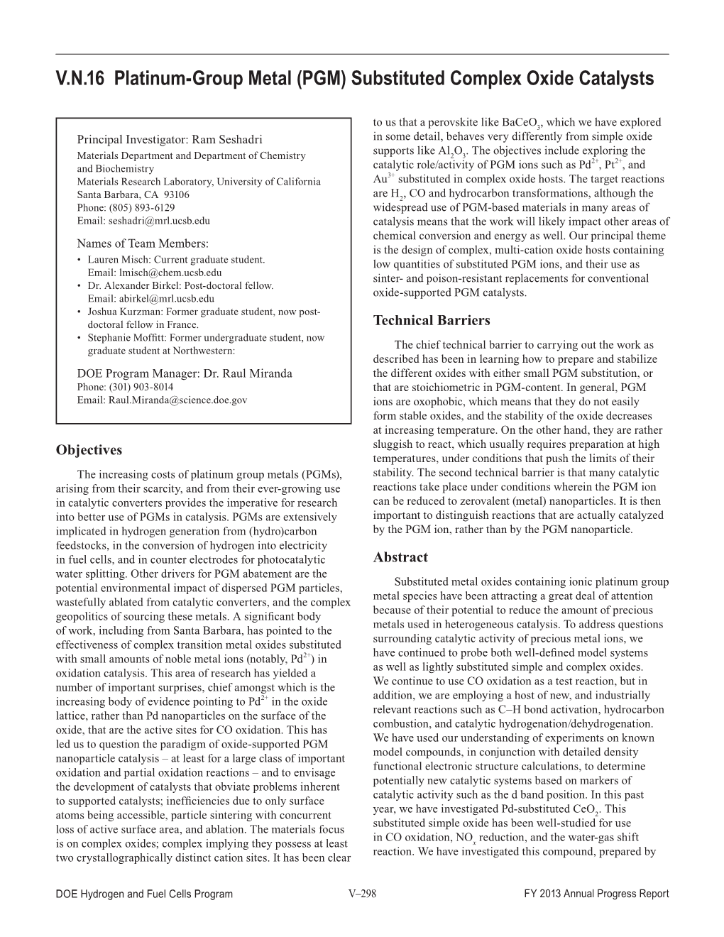 Platinum-Group Metal (PGM) Substituted Complex Oxide Catalysts