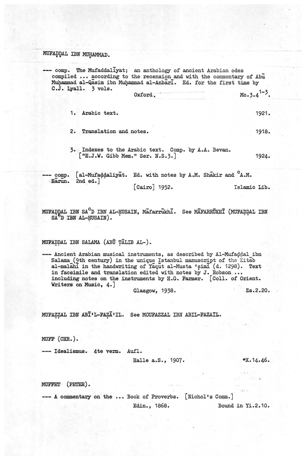 Arabic Text. 2. Translation and Notes. MUFADDAL