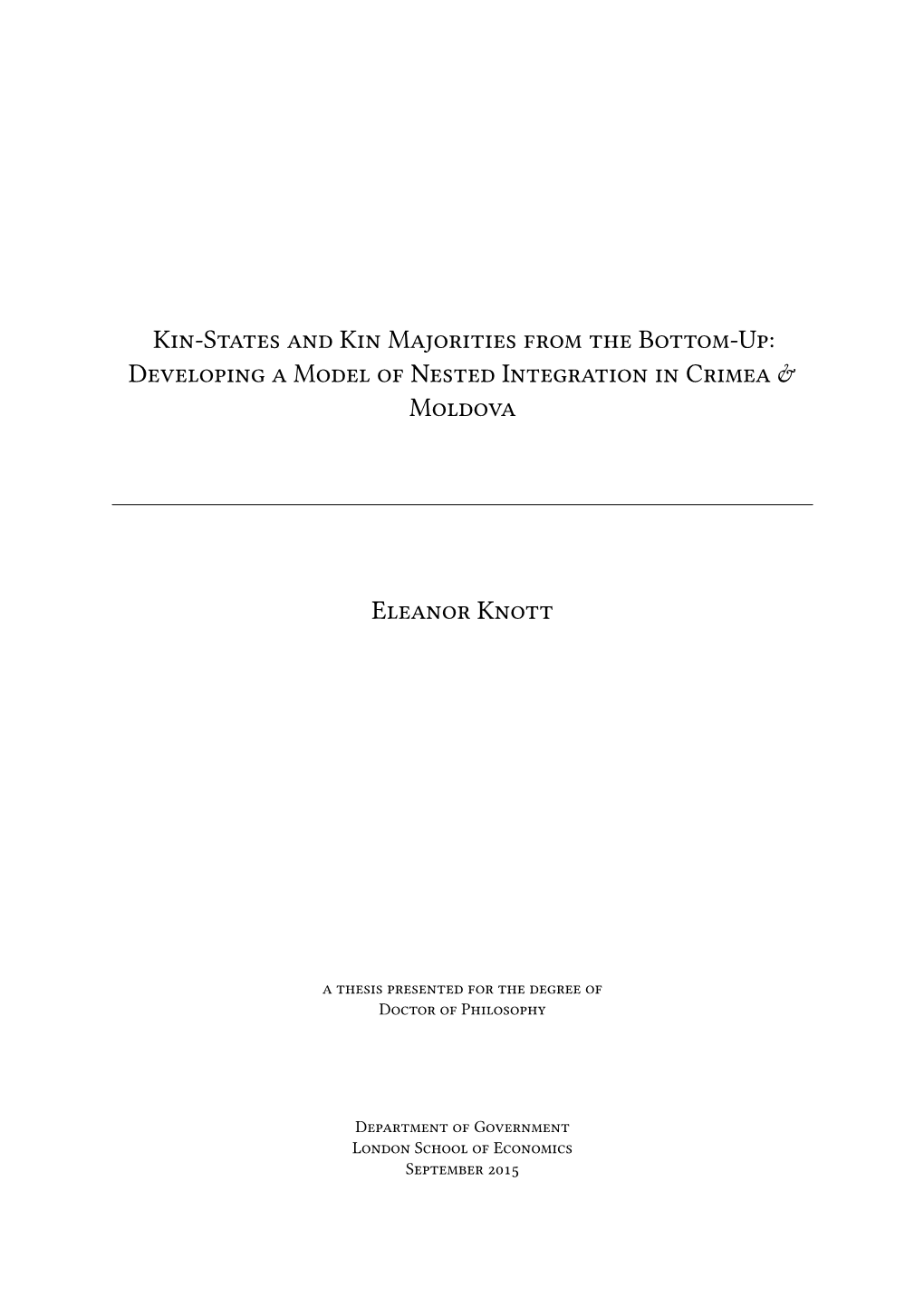 Kin-States and Kin Majorities from the Bottom-Up: Developing a Model of Nested Integration in Crimea & Moldova