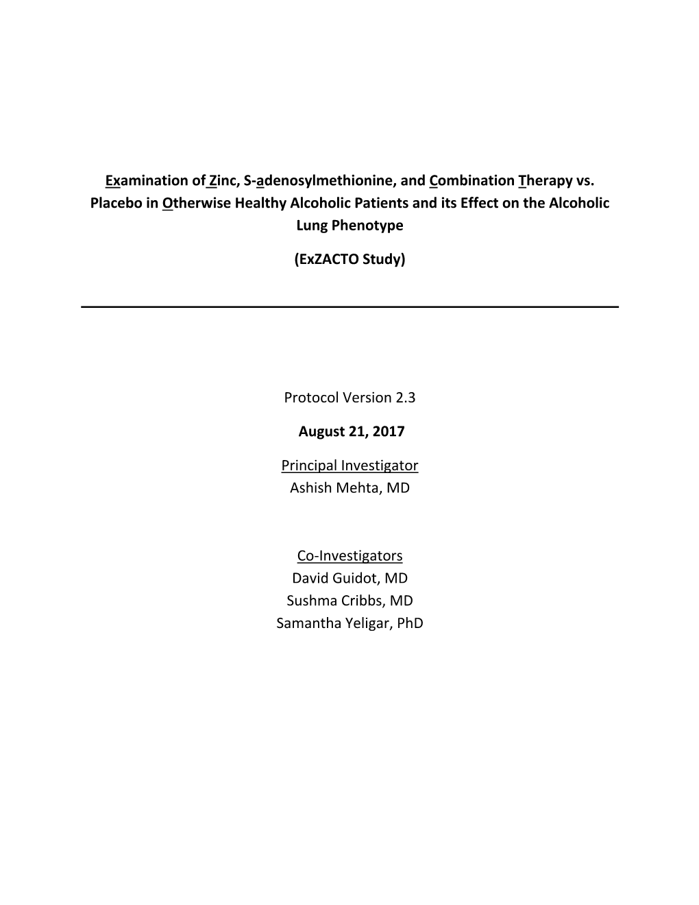 Study Protocol and Statistical Analysis Plan