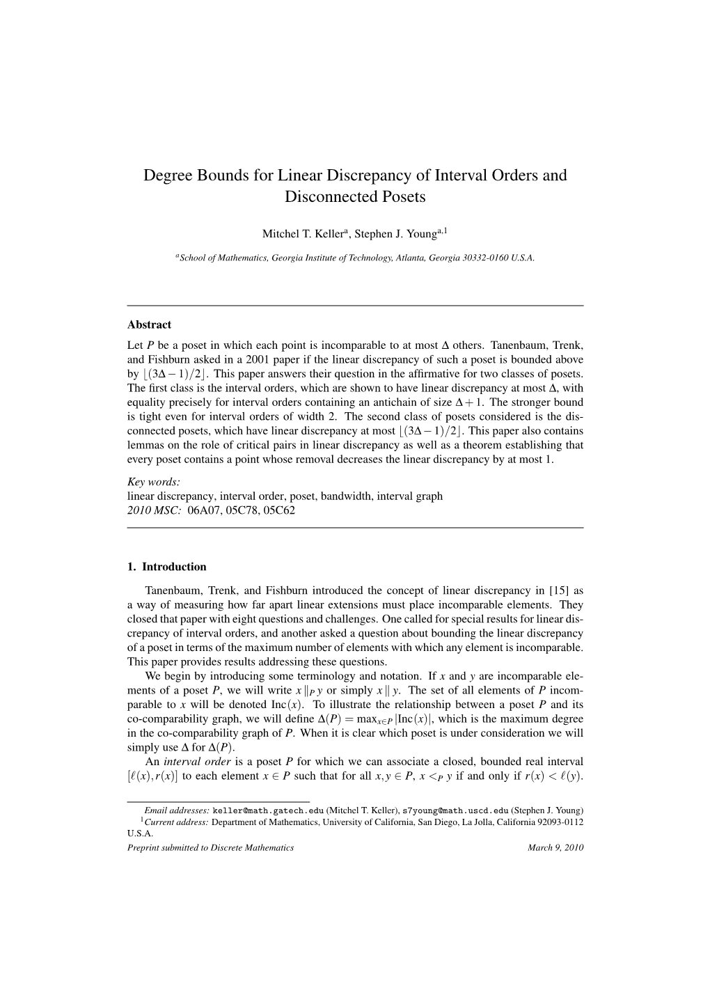 Degree Bounds for Linear Discrepancy of Interval Orders and Disconnected Posets