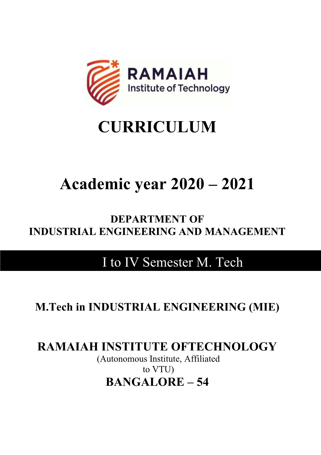 CURRICULUM Academic Year 2020 – 2021