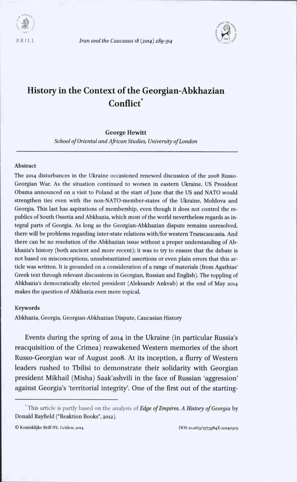 History in the Context of the Georgian-Abkhazian Conflict*