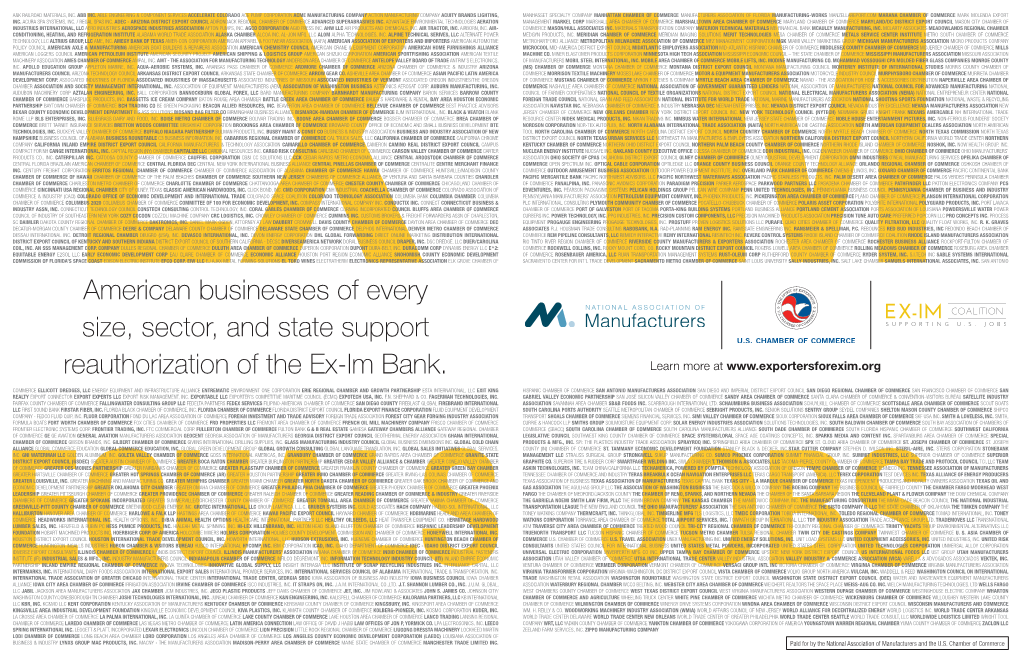 American Businesses of Every Size, Sector, and State Support Reauthorization of the Ex-Im Bank