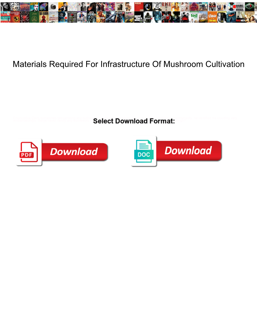 Materials Required for Infrastructure of Mushroom Cultivation