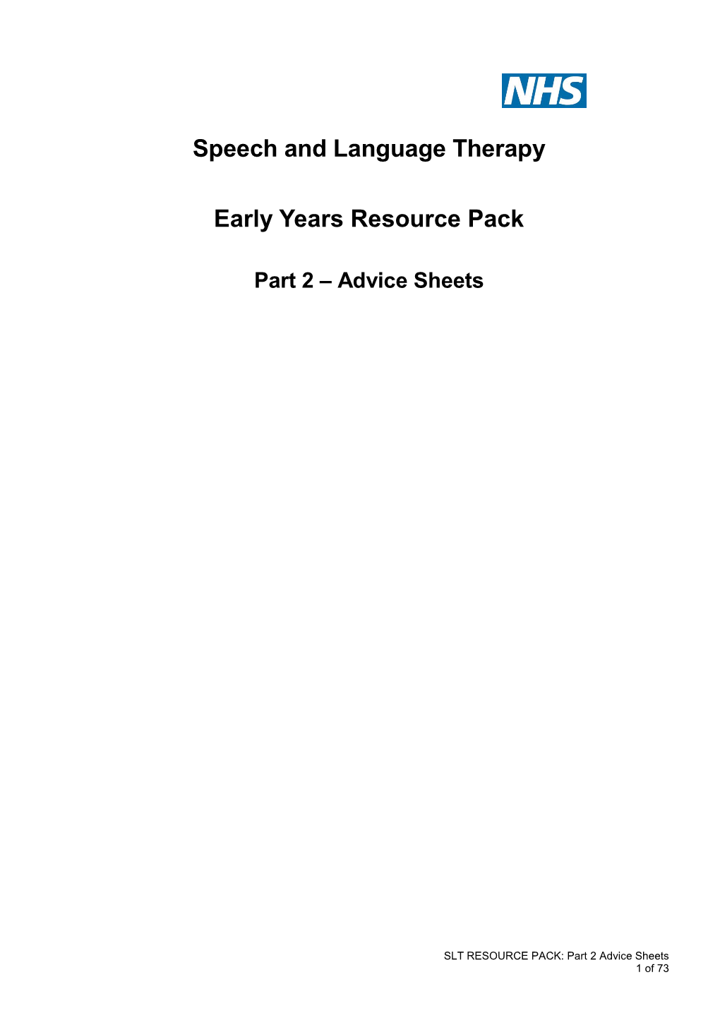 Speech & Language Therapy Resource Pack