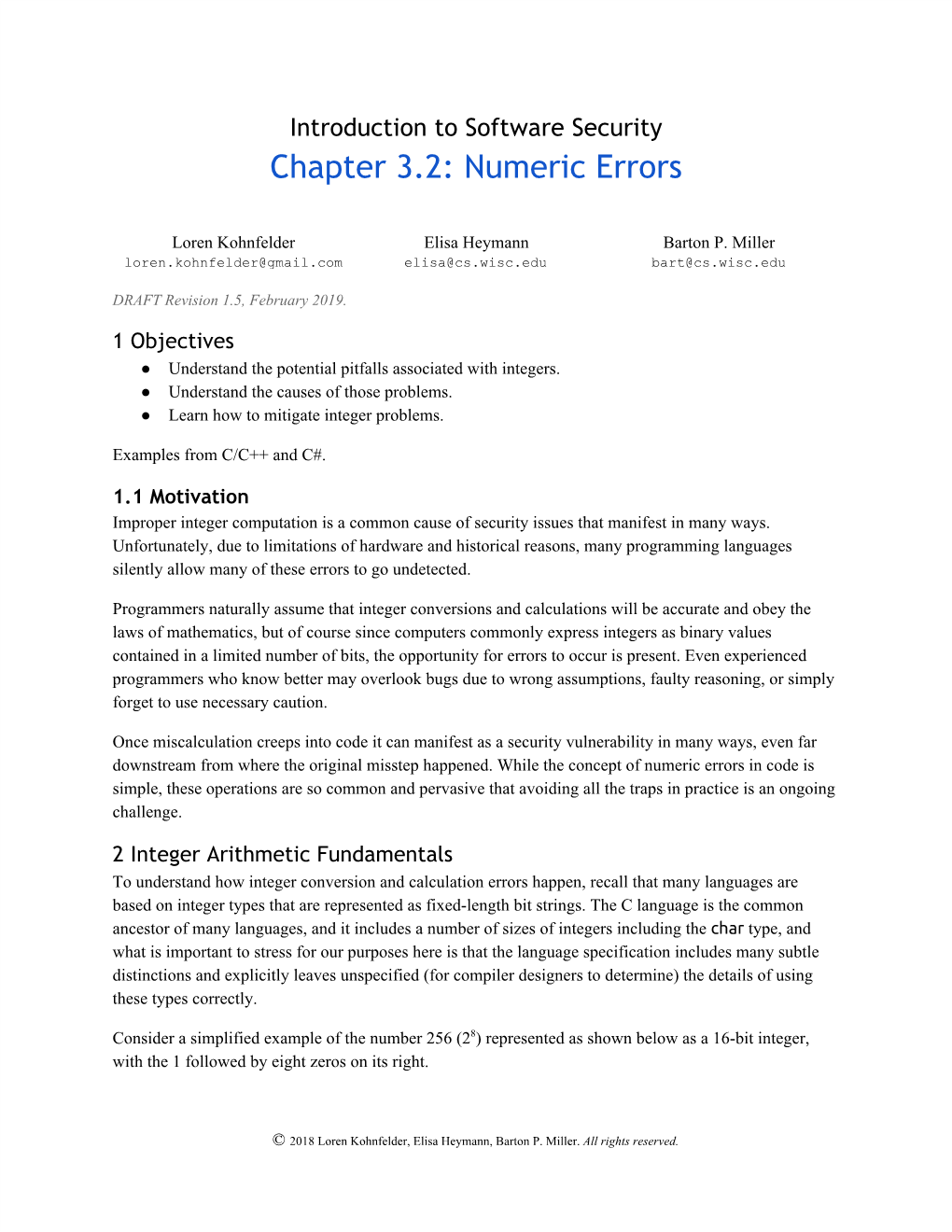 Introduction to Software Security Chapter 3.2: Numeric Errors