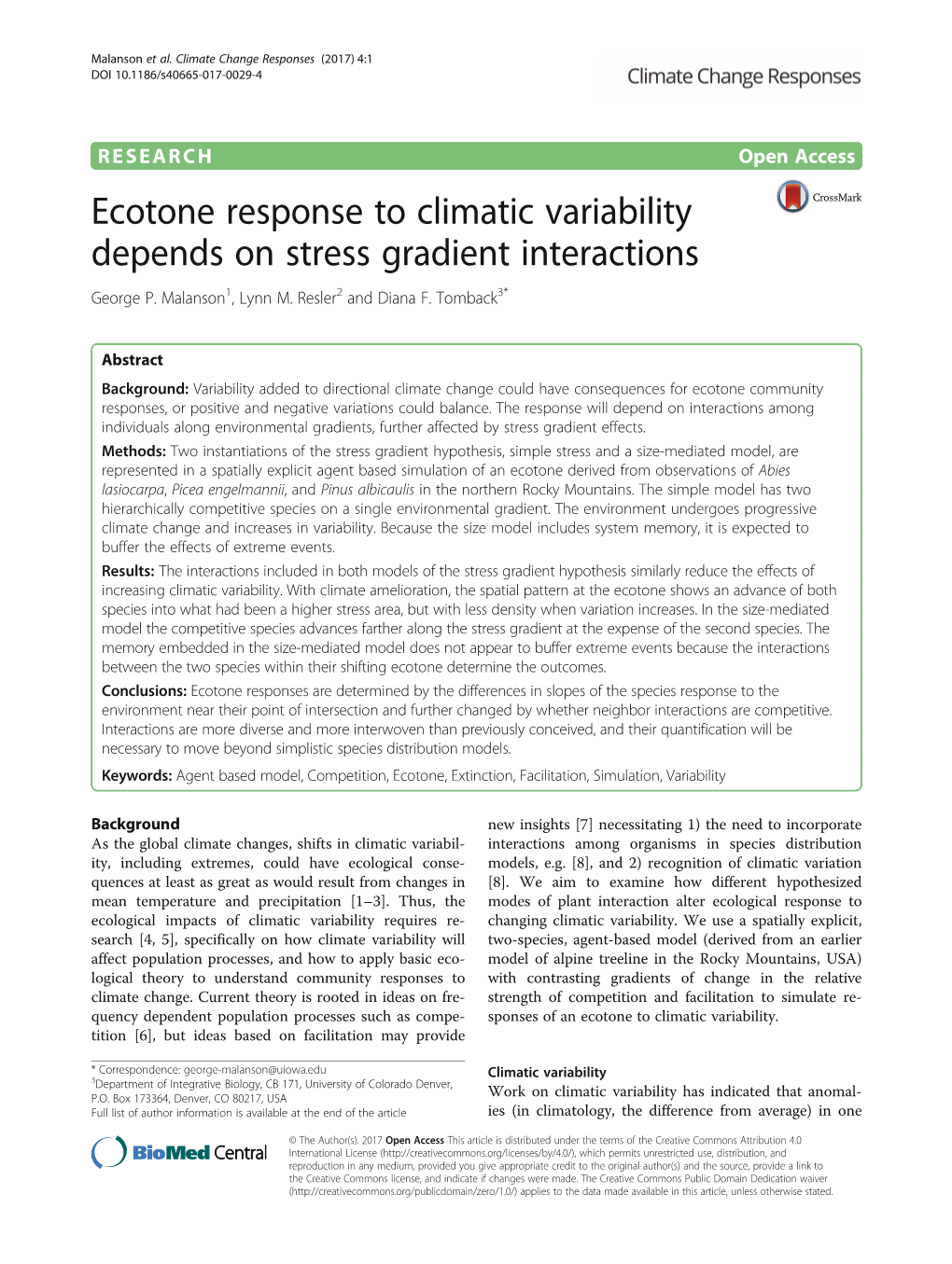 Ecotone Response to Climatic Variability Depends on Stress Gradient Interactions George P