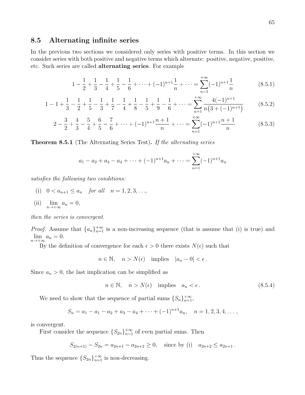 8.5 Alternating Infinite Series