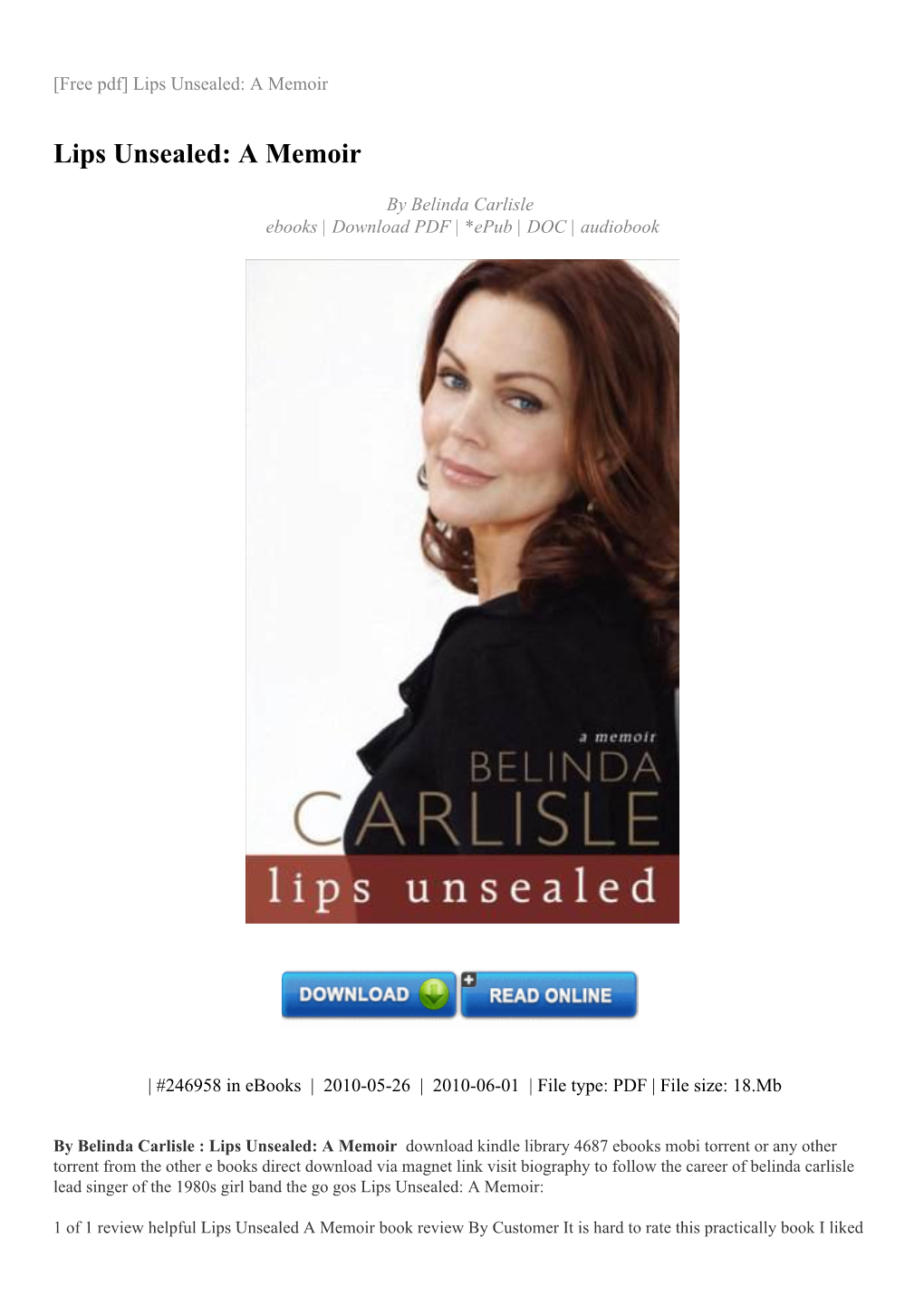 Lips Unsealed: a Memoir