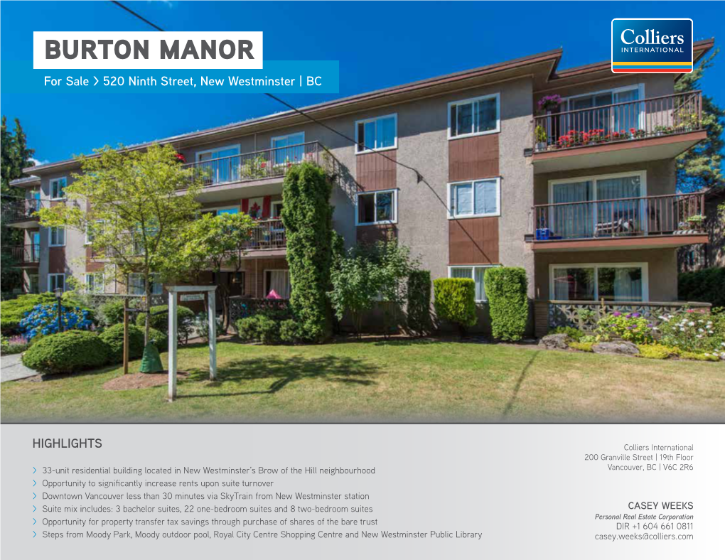 BURTON MANOR for Sale > 520 Ninth Street, New Westminster | BC