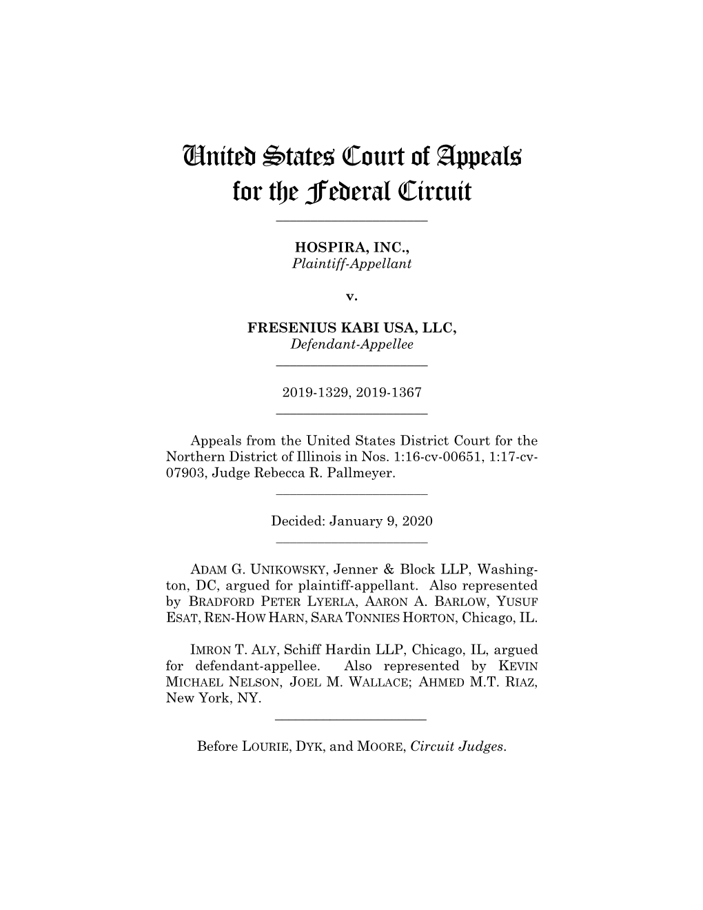 HOSPIRA, INC. V. FRESENIUS KABI USA, LLC