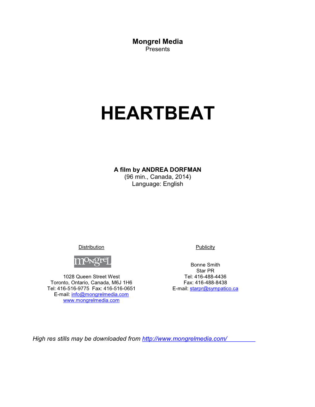 Heartbeat Press Kit (Pages)