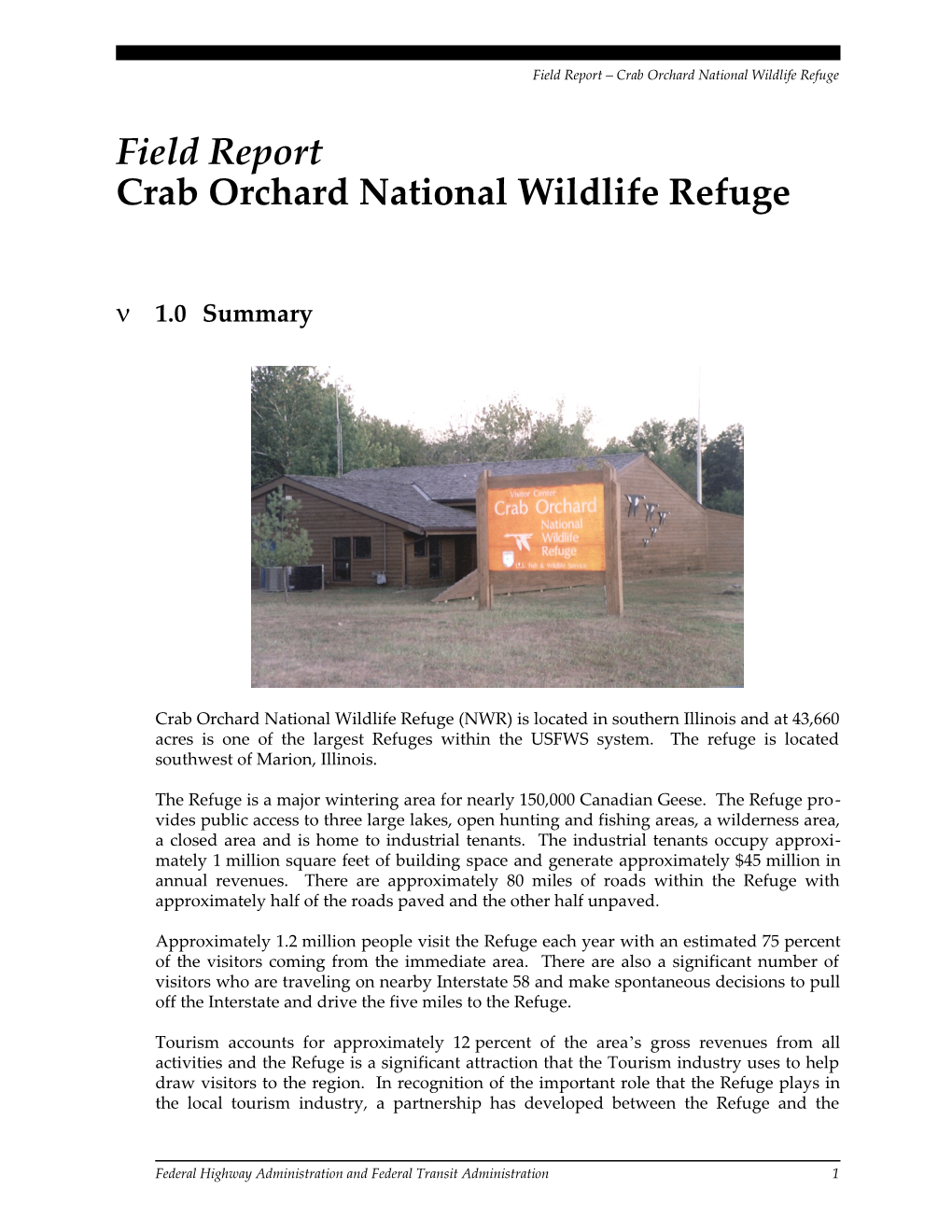 Field Report Crab Orchard National Wildlife Refuge