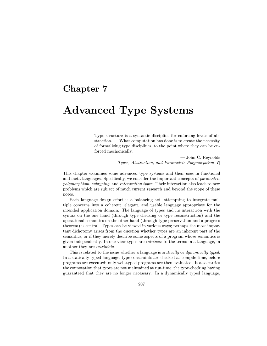 Advanced Type Systems