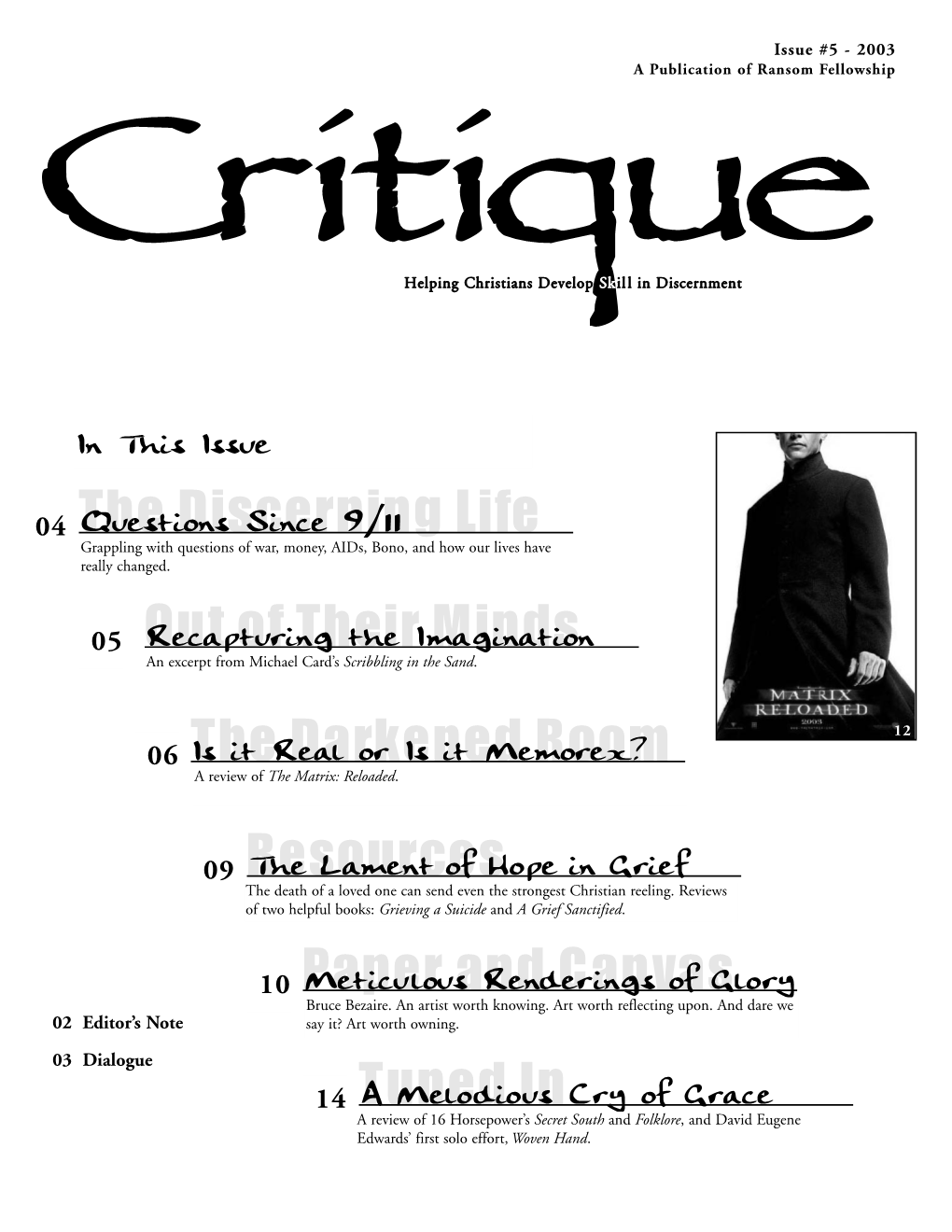Critique #5 - 2003 2 Dialogue Re: Ritual Hen Discussing Ritual [“The Value of the Language and Symbolism of a Culture