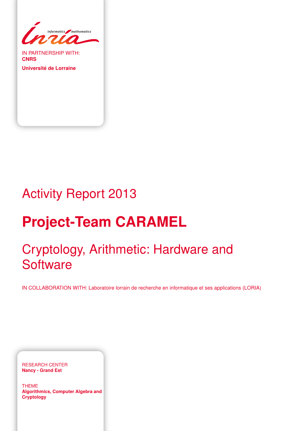 Project-Team CARAMEL