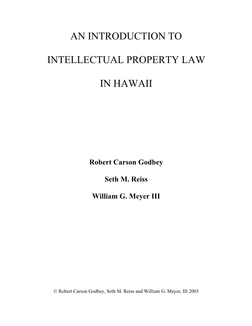 An Introduction to Intellectual Property Law