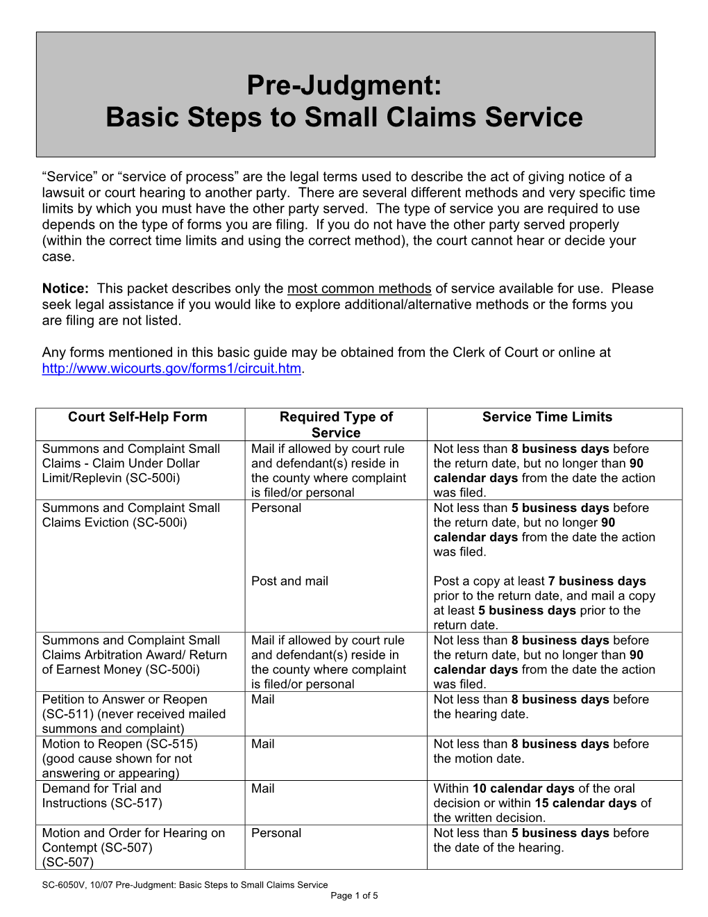 Pre-Judgment: Basic Steps to Small Claims Service