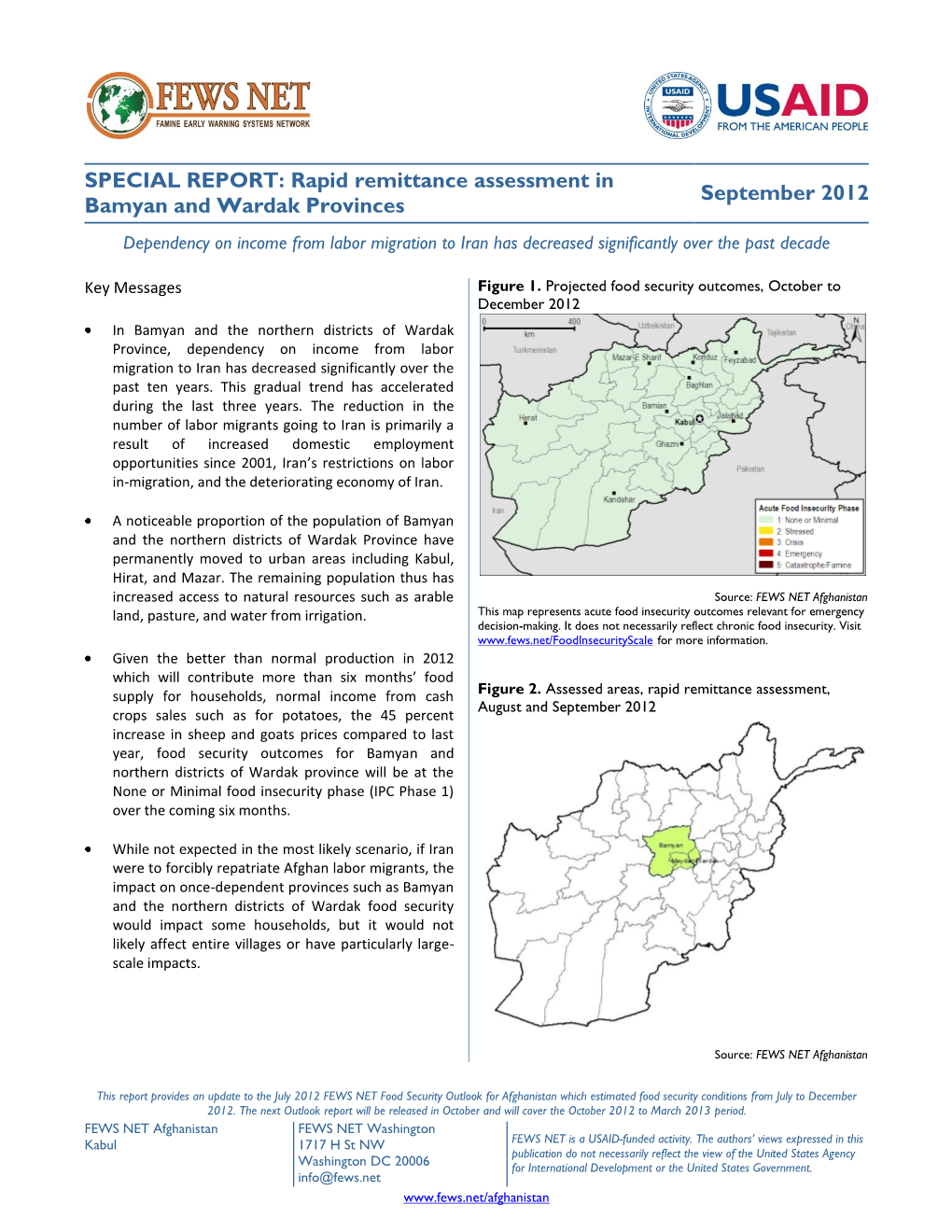 Rapid Remittance Assessment in Bamyan and Wardak