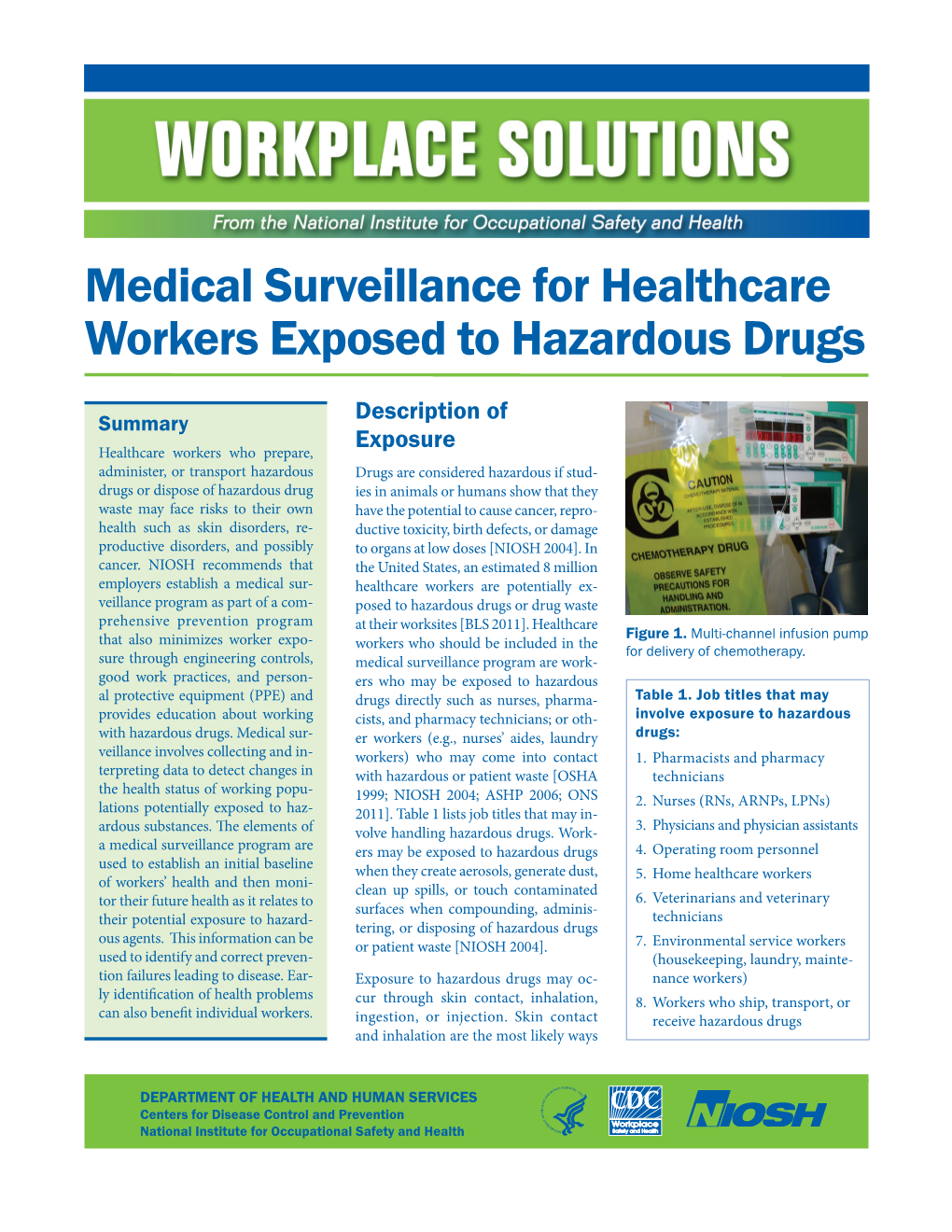 Medical Surveillance for Healthcare Workers Exposed to Hazardous Drugs