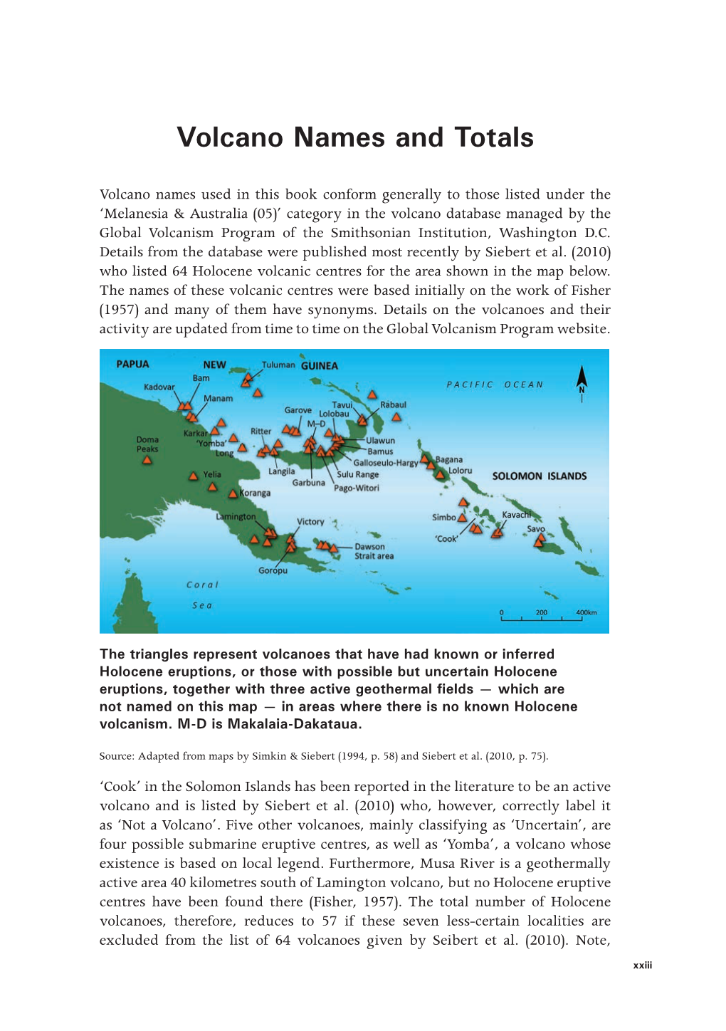 Volcano Names and Totals