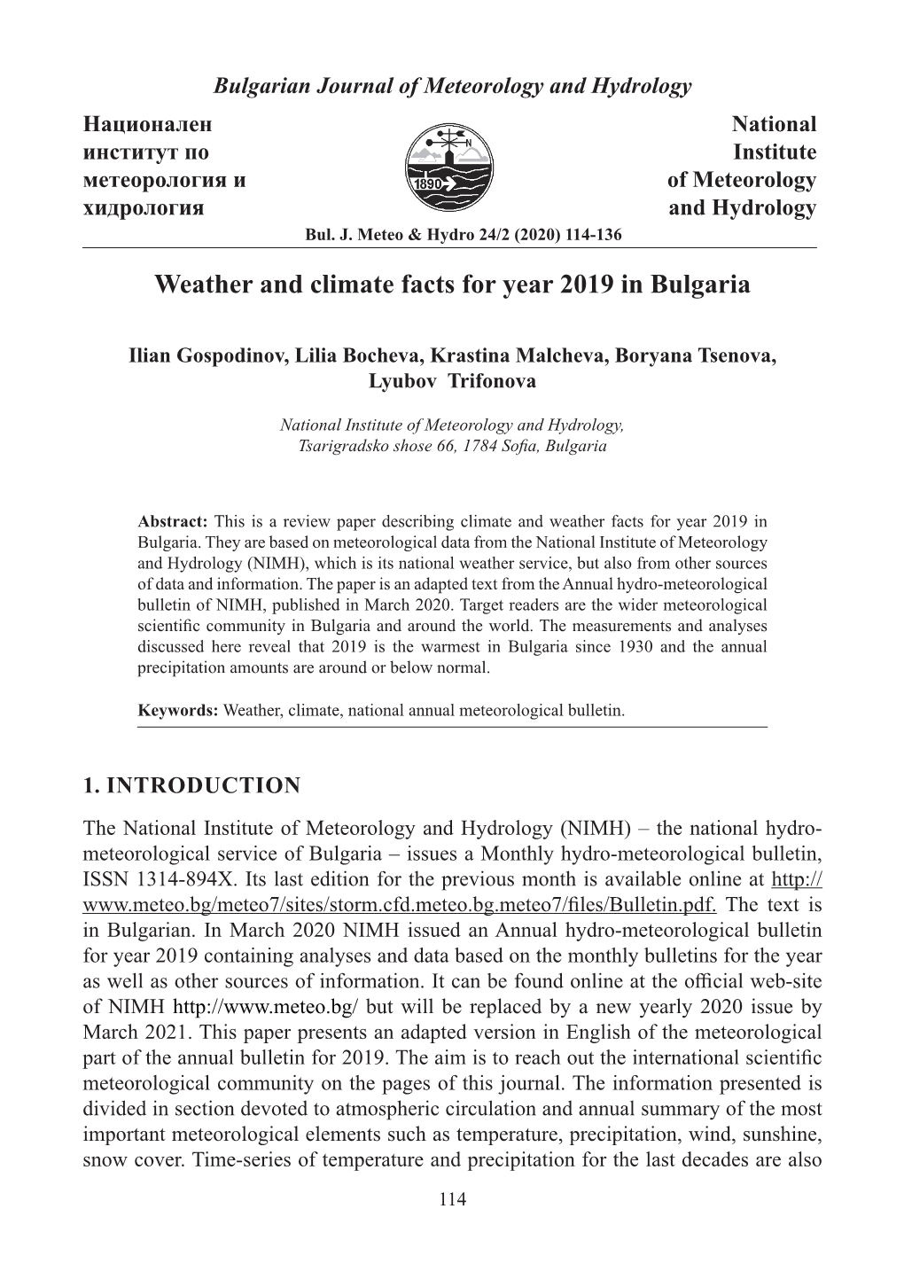 Weather and Climate Facts for Year 2019 in Bulgaria