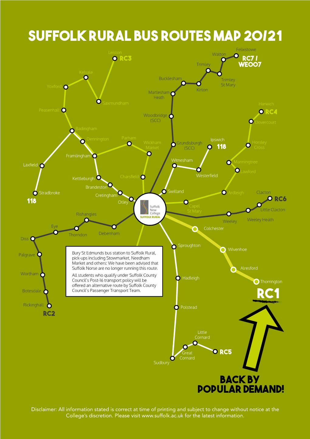 Suffolk Rural Bus Routes Map 20/21