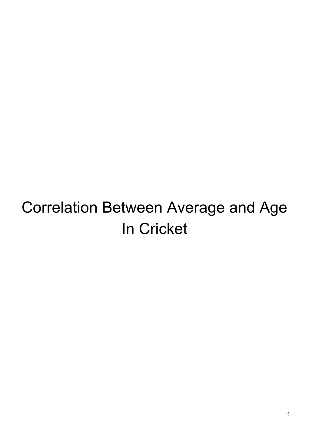 Correlation Between Average and Age in Cricket