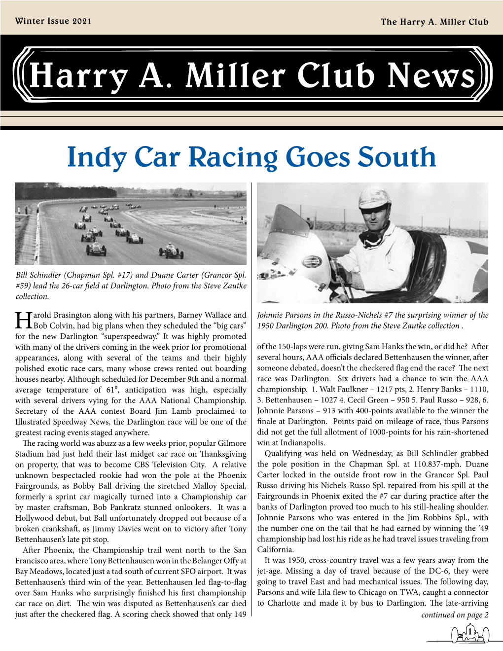 Harry A. Miller Club News