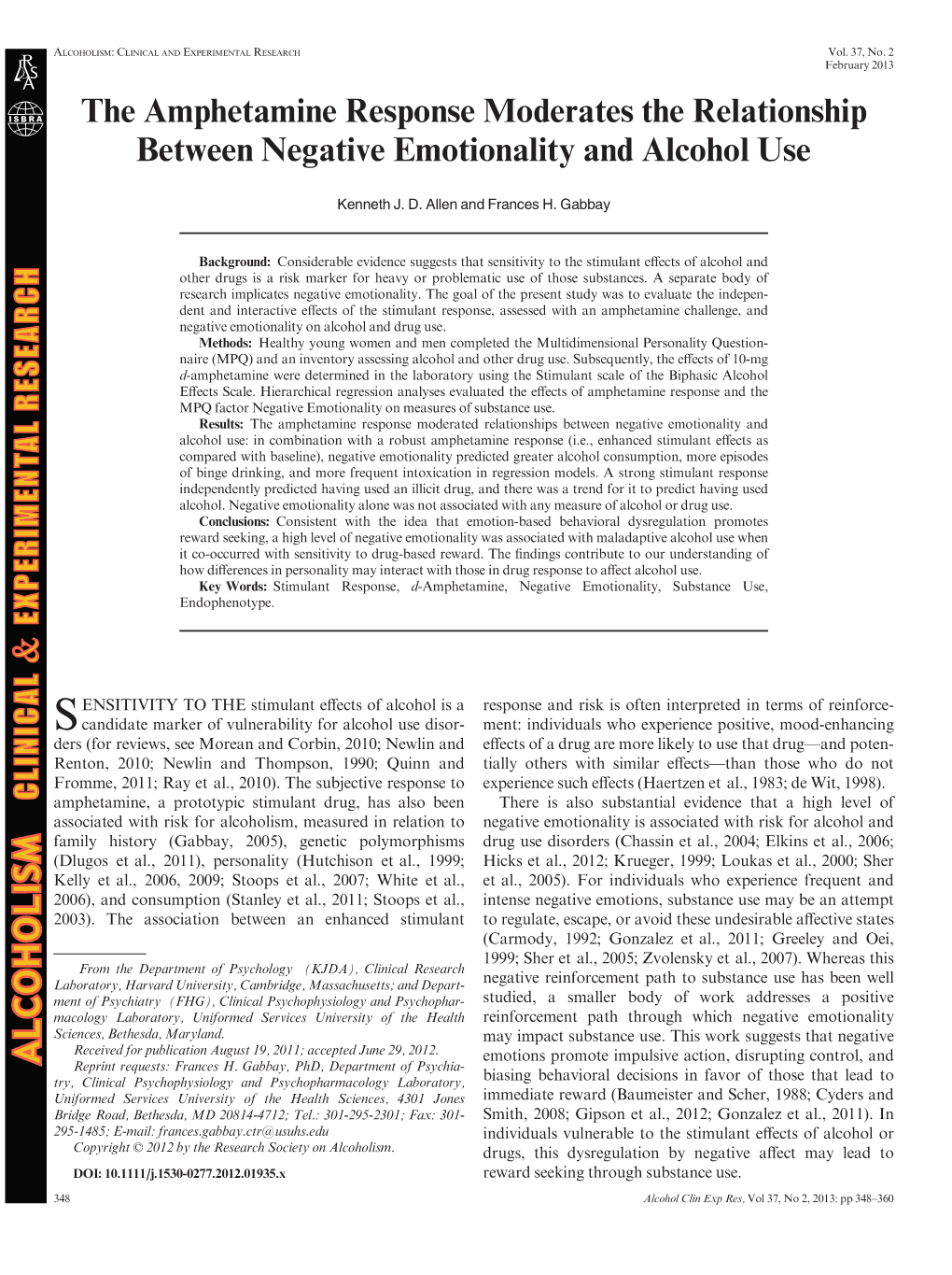 The Amphetamine Response Moderates the Relationship Between Negative Emotionality and Alcohol Use