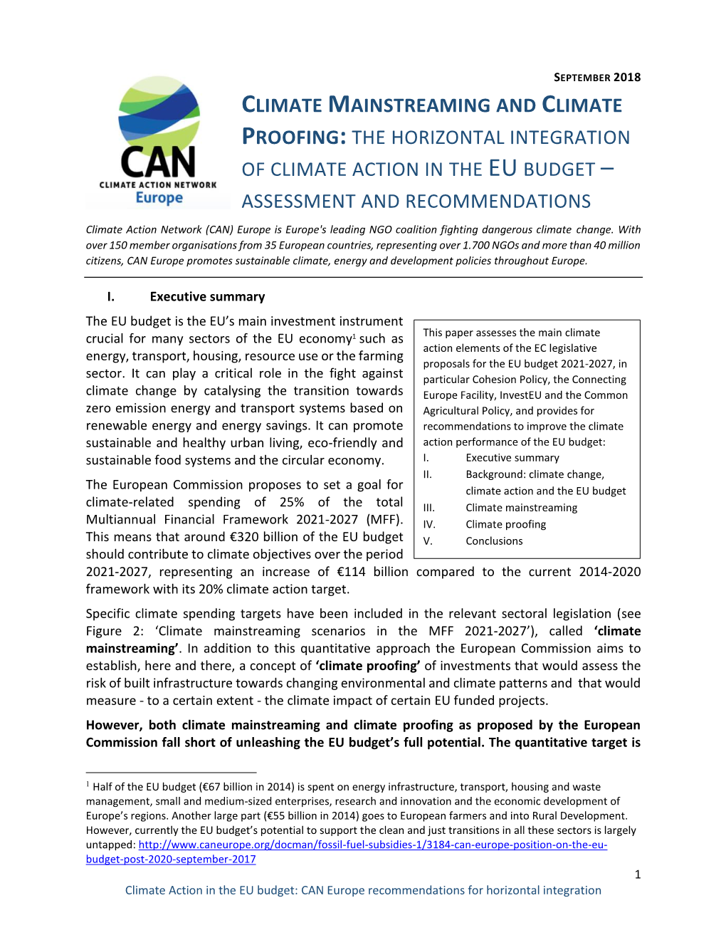 Assessment EU Budget Climate Mainstreaming CAN