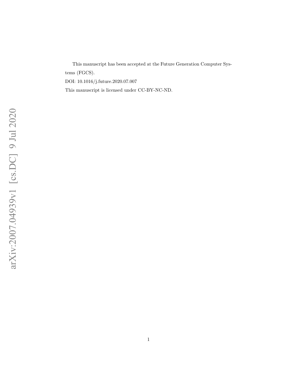 Arxiv:2007.04939V1 [Cs.DC] 9 Jul 2020