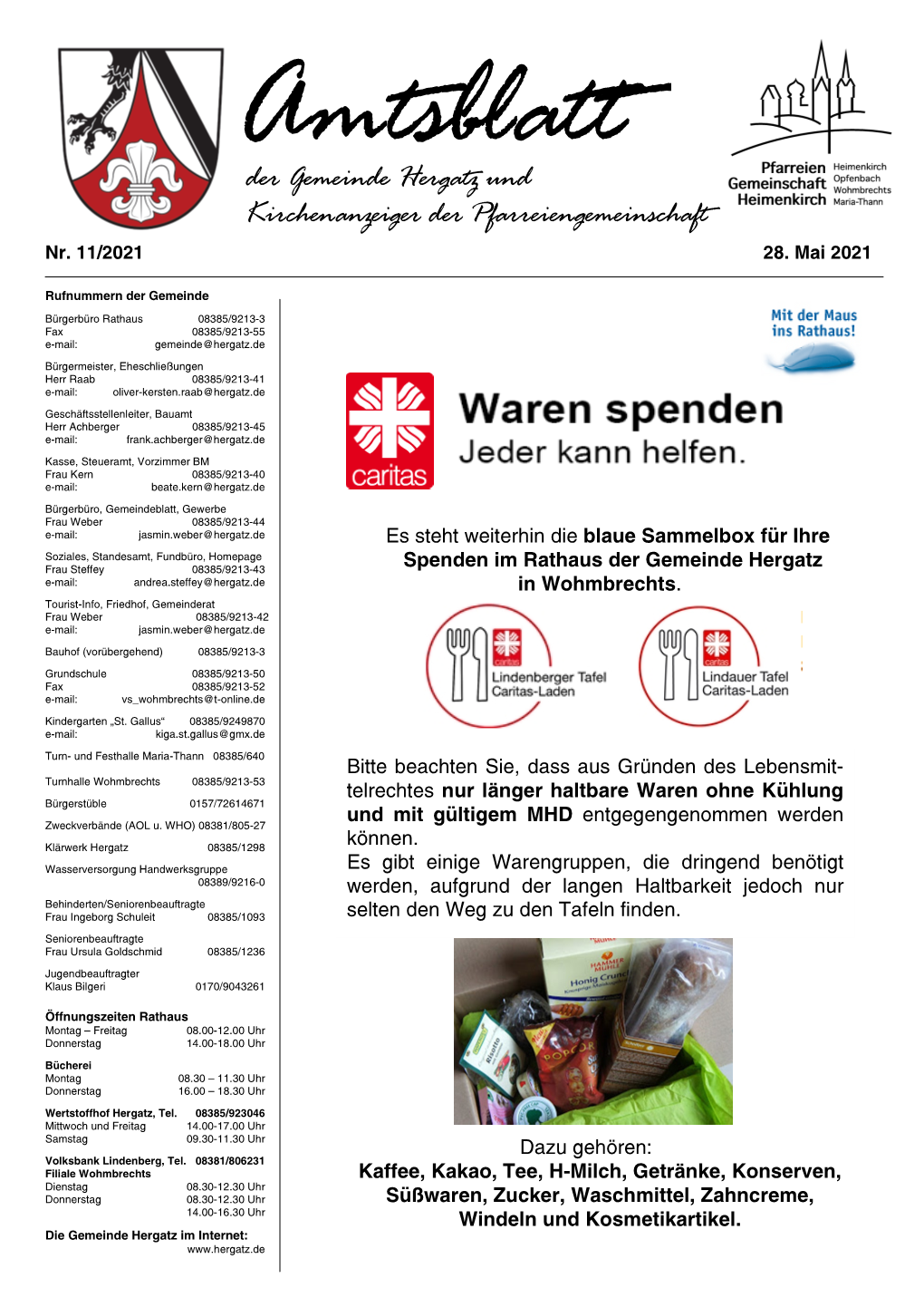 Gemeindeblatt Nr. 11 Vom 28.05.2021